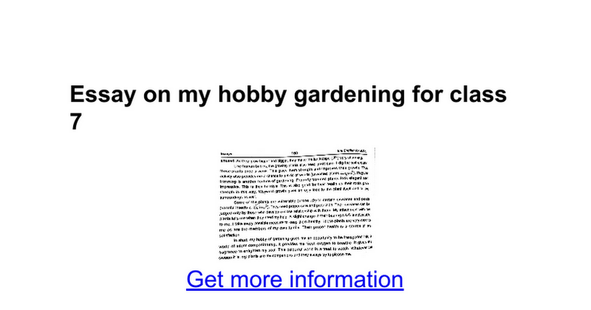 my favourite hobby essay