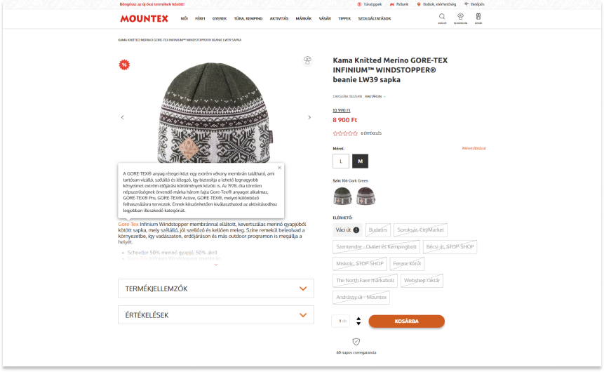 Mountex webshop: Wikimodul