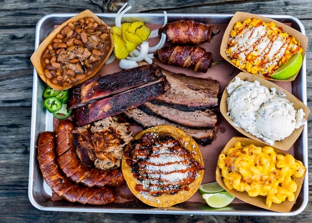 Barbecue and sides from Hurtado Barbecue in Arlington, TX.