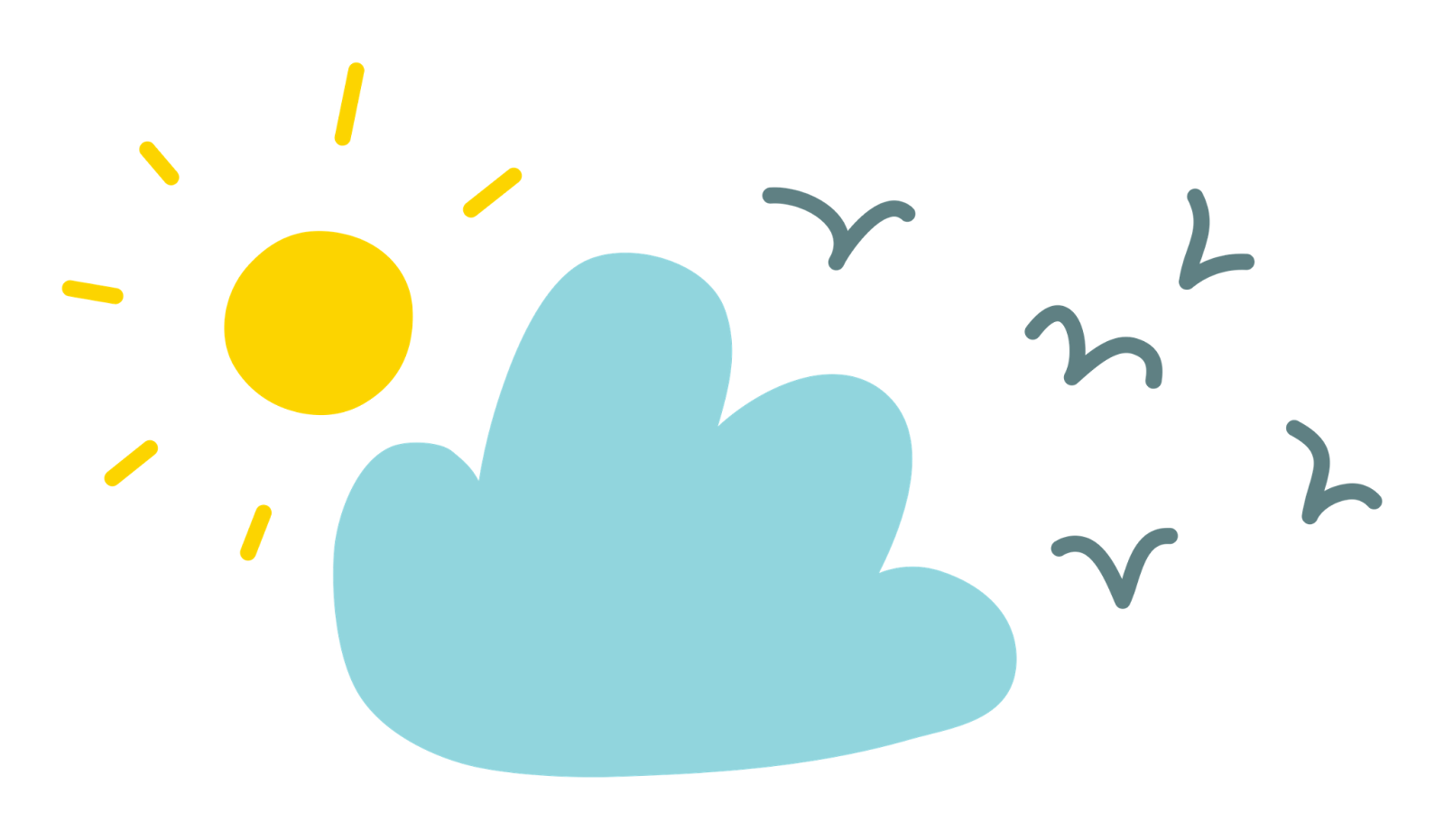 sun cloud and birds