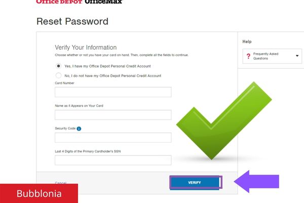 recover password of office depot credit card account