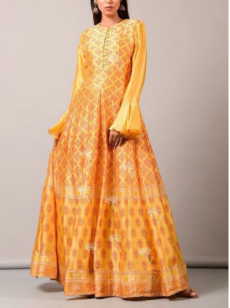 Yellow Vasansi Silk Anarkali Suits Tunic