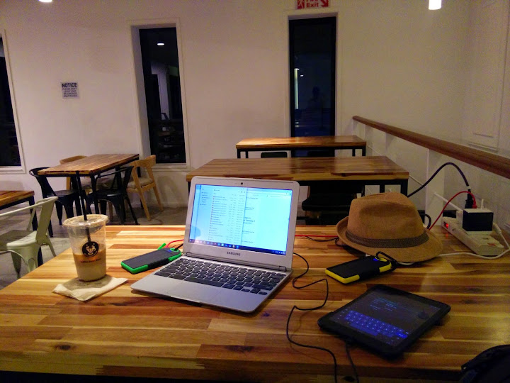 Marcky&apos;s workspace setup at Coffee Bean Scent Cebu