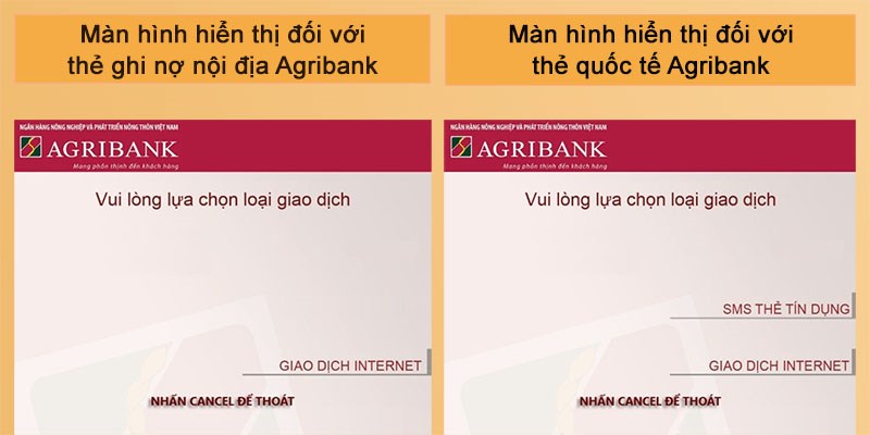 Chức năng giao dịch Internet trên ATM Agribank