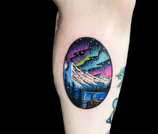 Northern Lights Unique Circular Tattoo Designs