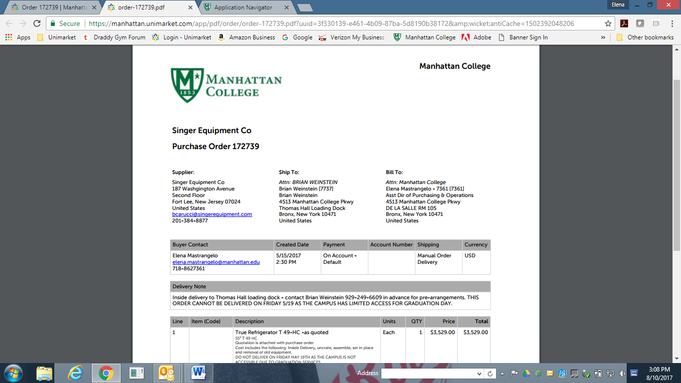 image depicting the purchase order details
