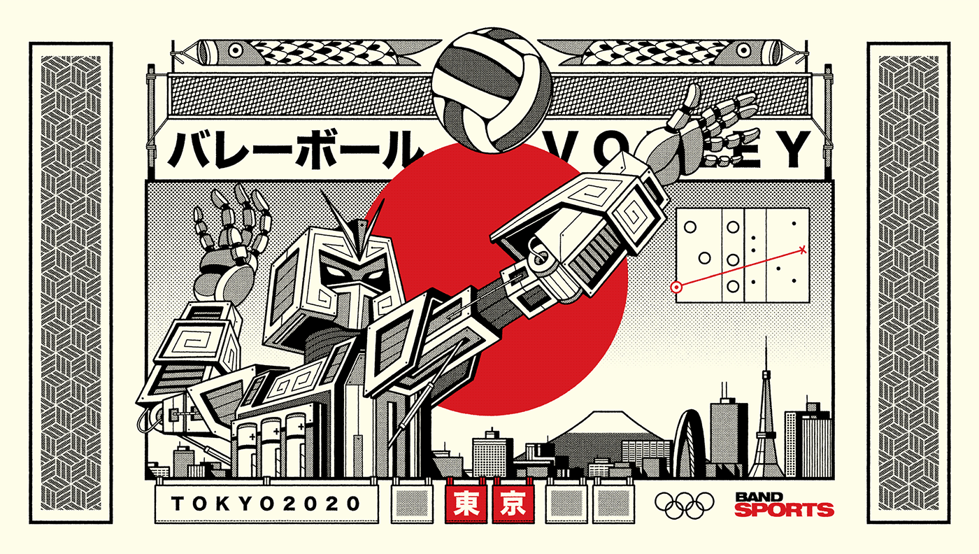 japan sports japanese tokyo Tokyo2020 ArtDirection ILLUSTRATION  graphicdesign Olympics olympics2020