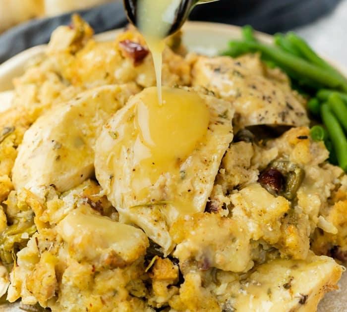 Crock Pot Chicken and Stuffing (Also Instant Pot Friendly!) - The Cozy Cook