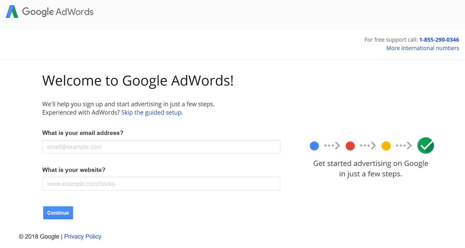 Sign up for Google AdWords