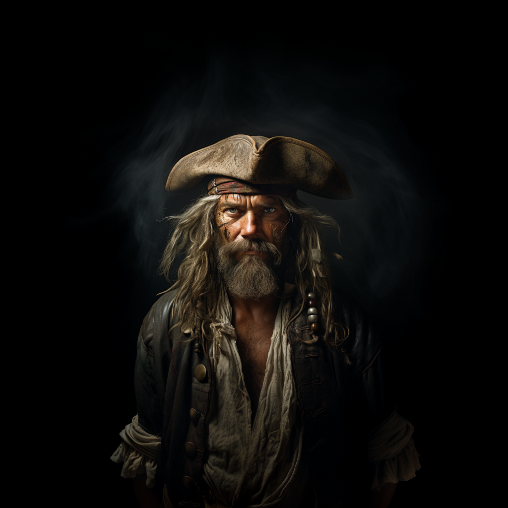 Generative AI illustrations or photography of pirates using Midjourney
