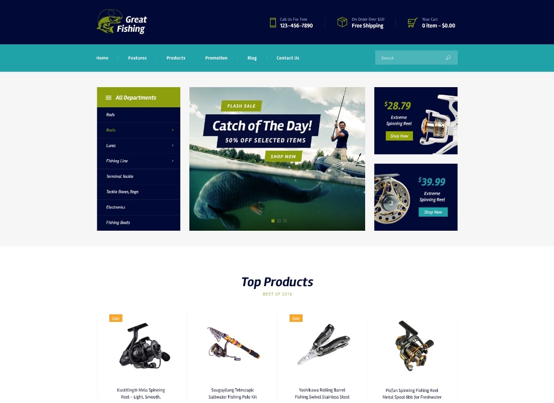 Gran pesca |  Tema de WordPress para pasatiempos de pesca y caza