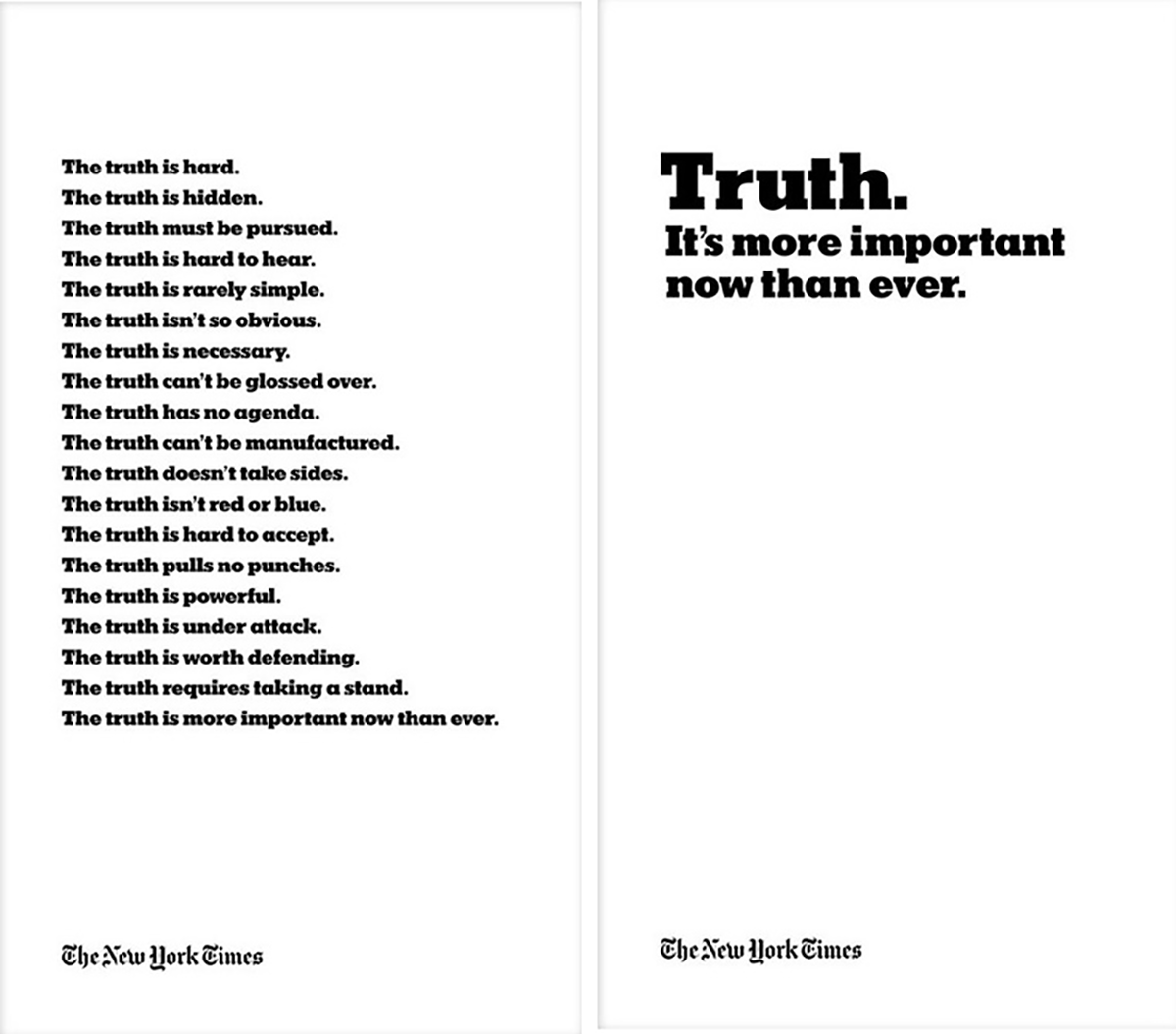 The New York Times "Truth is hard" magazine campaign