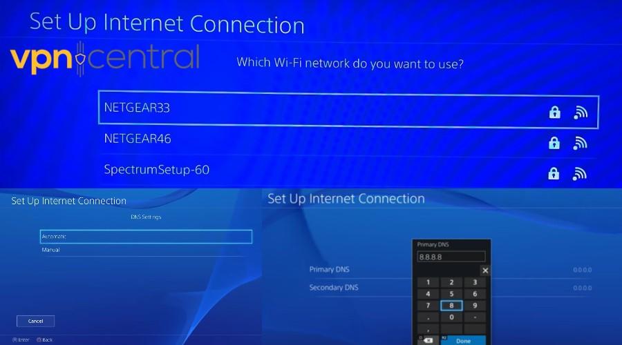 playstation set up primary and secondary dns