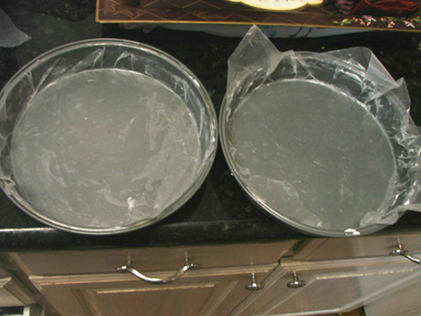 Prepped cake pans 