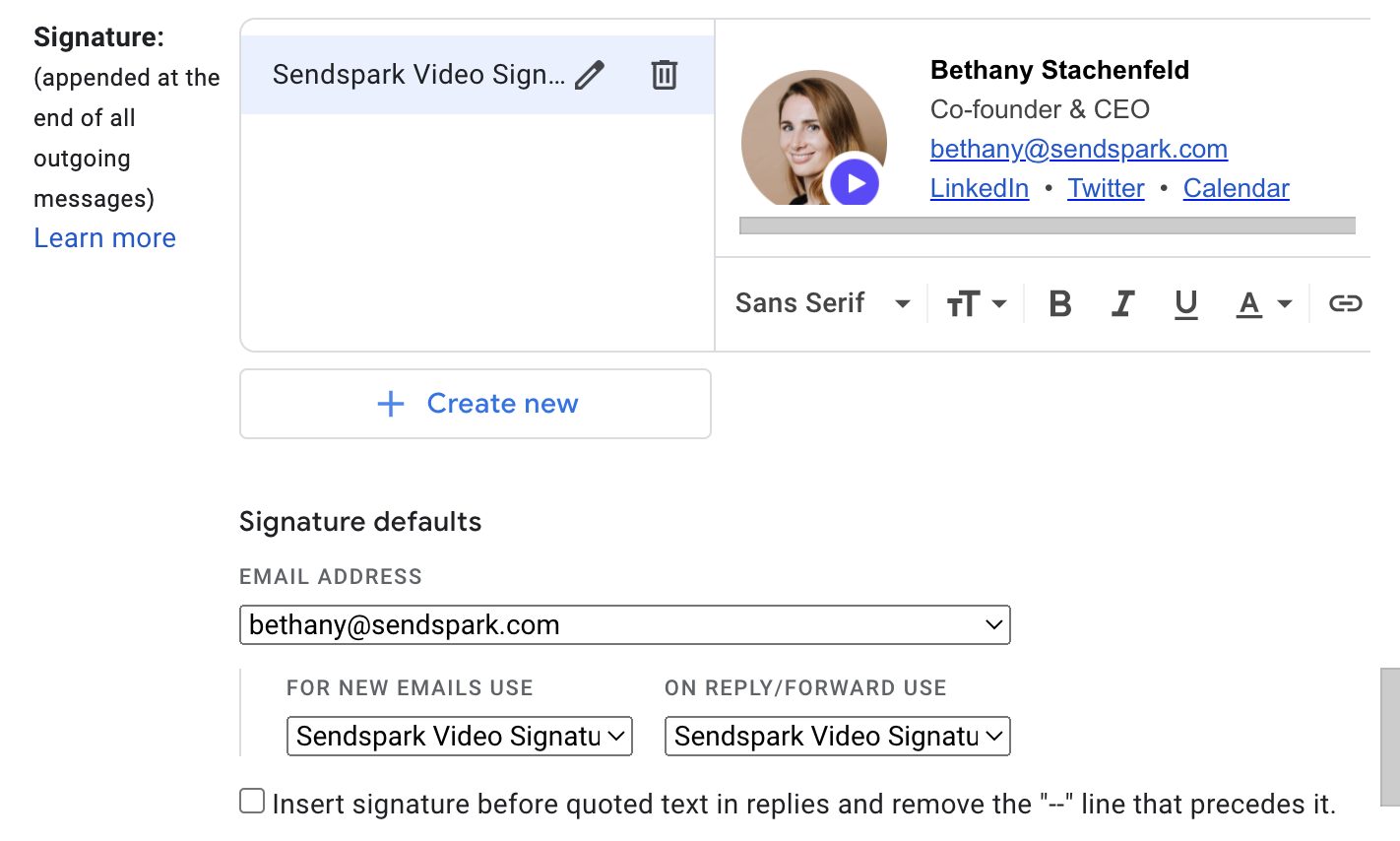 Video Signature in Gmail