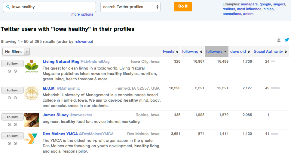 researching twitter users for outreach Twitter user research