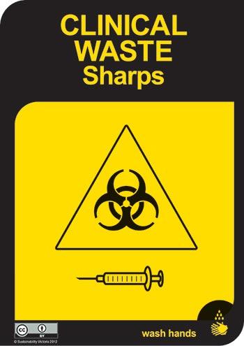 'Clinical waste - sharps' sign