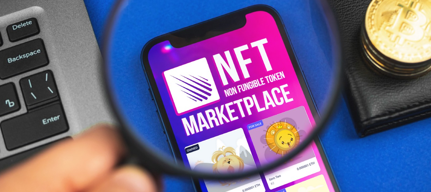 person using an NFT marketplace and transfers an NFT