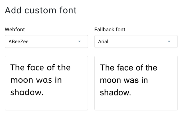 A screenshot of GetResponse email creator showing the option of choosing a fallback font in case an obscure email provider can't load a custom webfont.