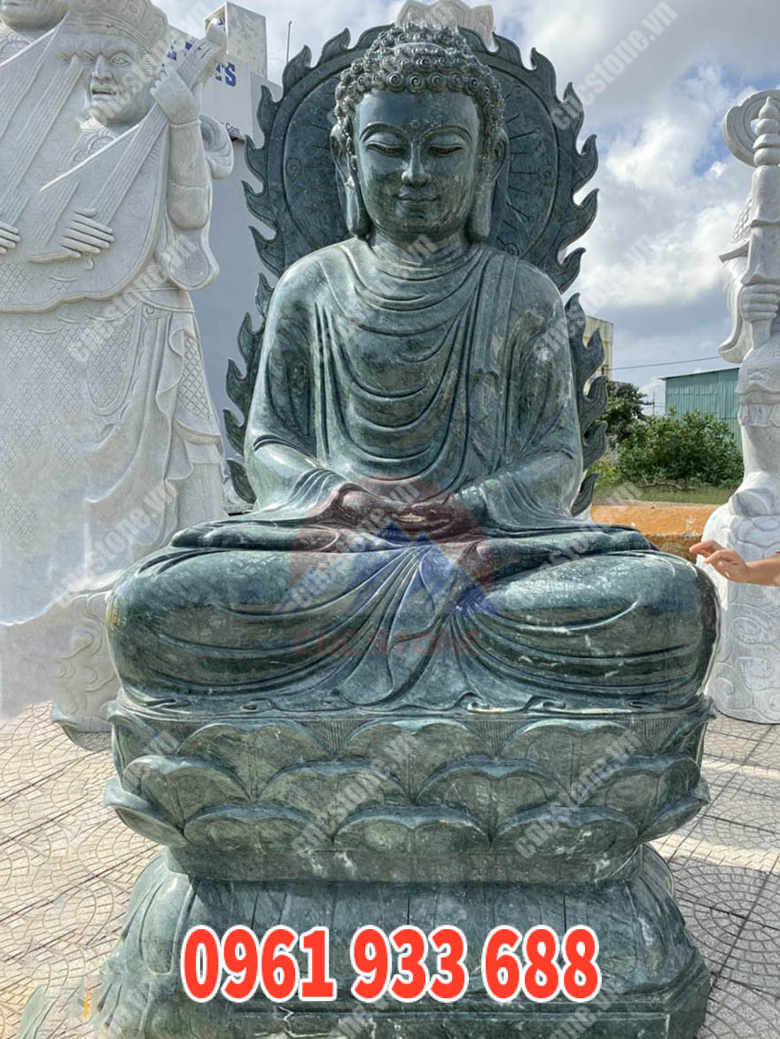 tượng phật bổn sư Thích Ca Mâu Ni đá xanh Ấn Độ