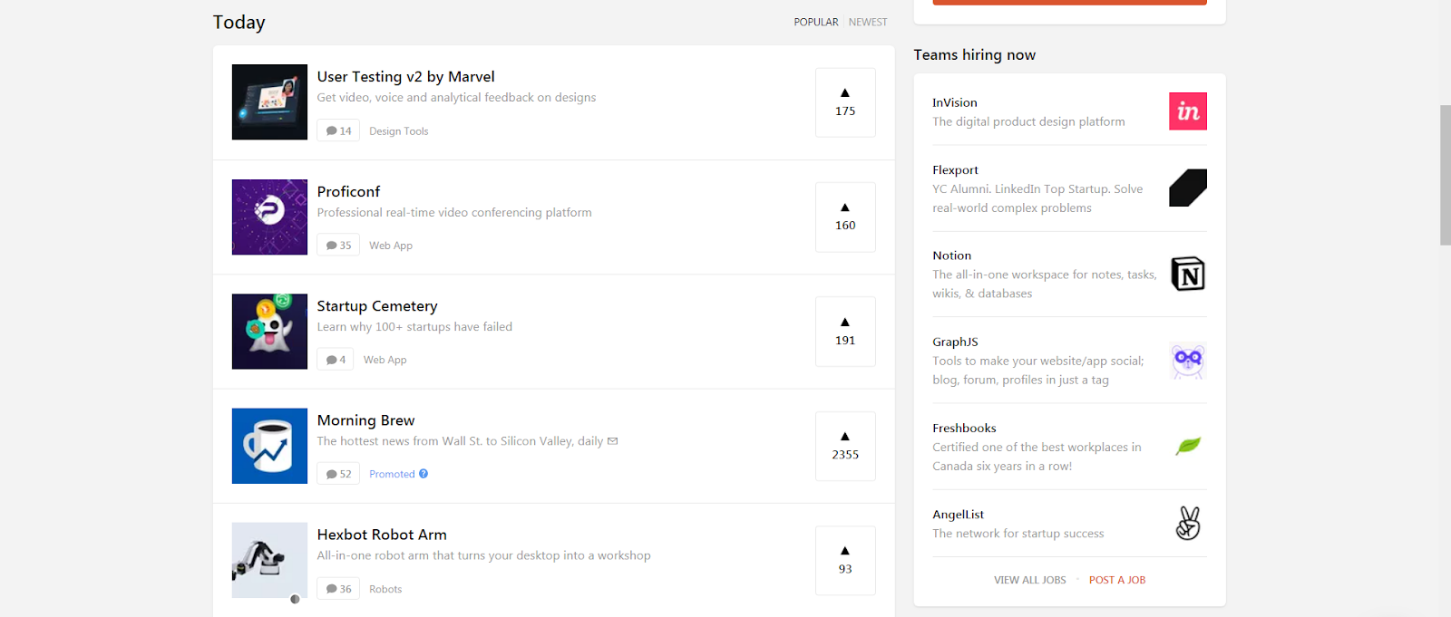 product hunt homepage