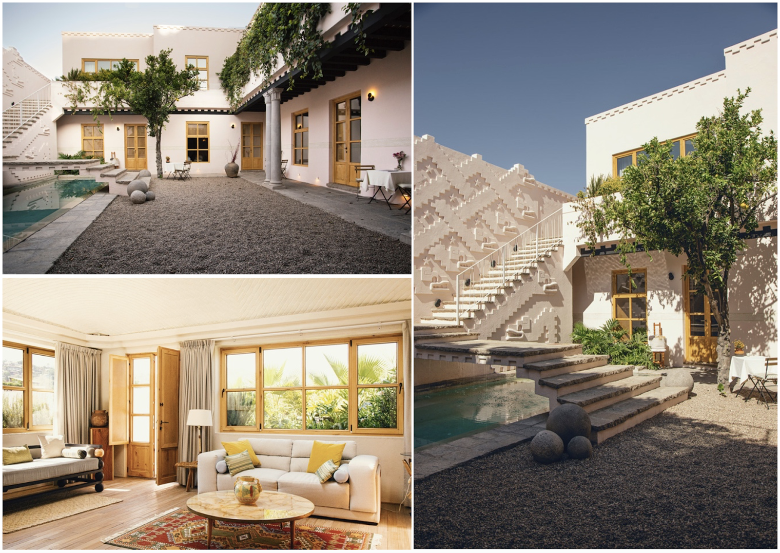 Photos of the interior and exterior of Hotel La Valise