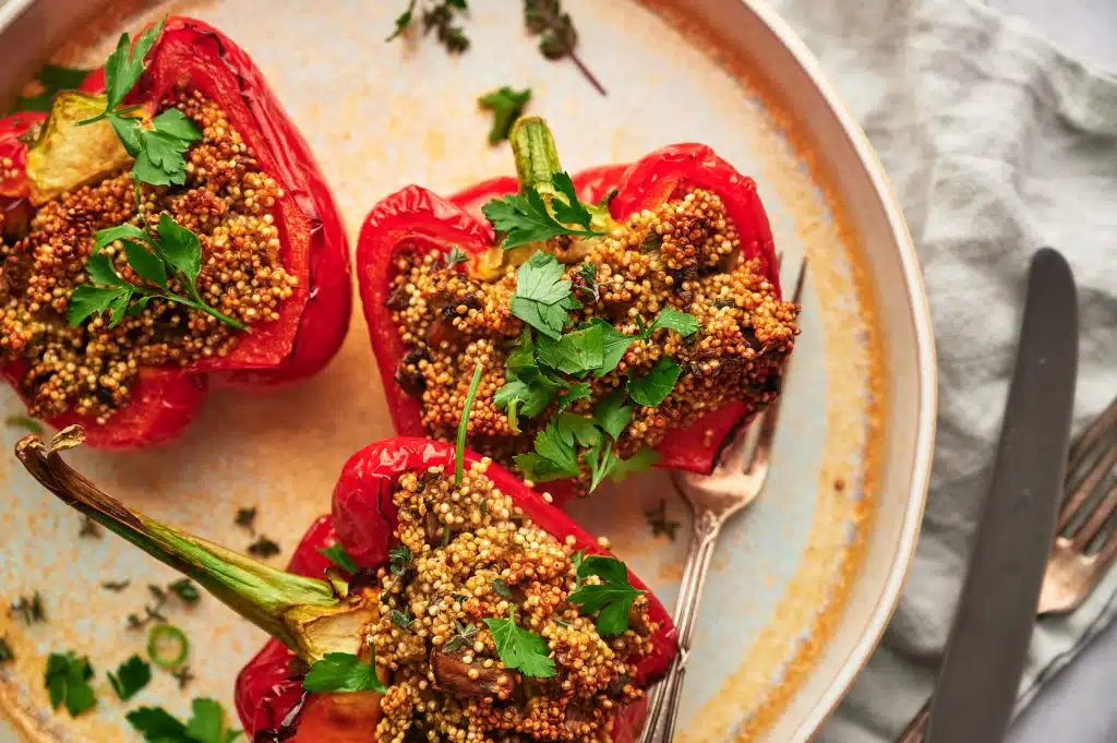 Air Fryer Quinoa-Stuffed Peppers