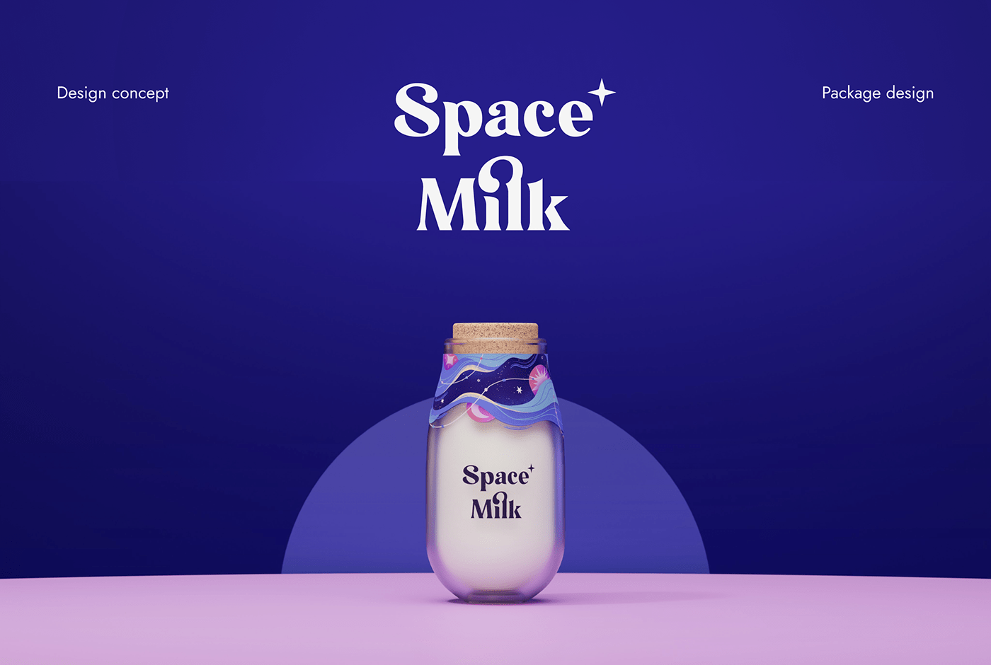 2D 3D bottle cosmic design ILLUSTRATION  Magic   milk package Space 