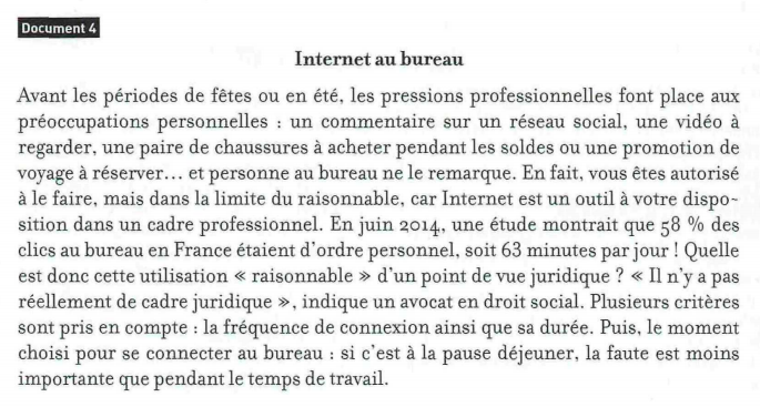 Exemple de production orale B1 : L’utilisation d’Internet au bureau