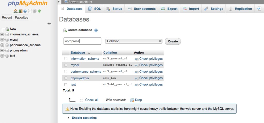 Criar banco de dados no phpMyAdmin