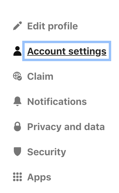 Account settings Pinterest