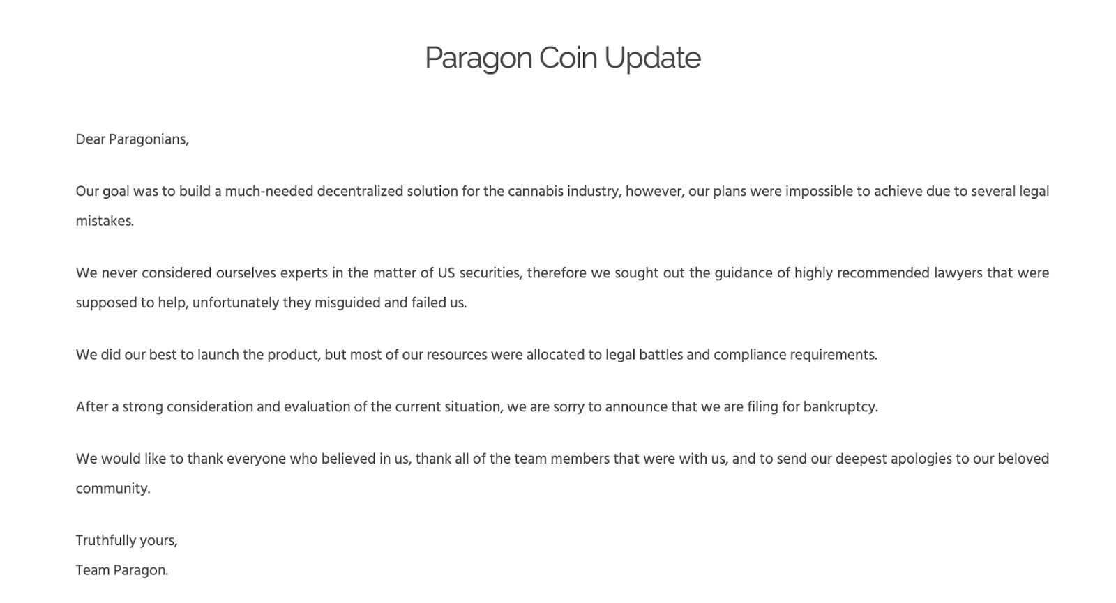 اسکرین شات از وب سایت رسمی ParagonCoin. این پروژه توسط رپر، The Game تبلیغ شد