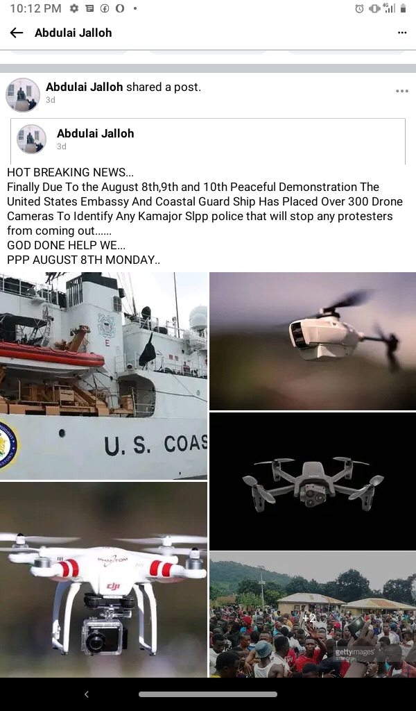 Sierra Leone's Protest: US Embassy didn't mount Drones to expose police 