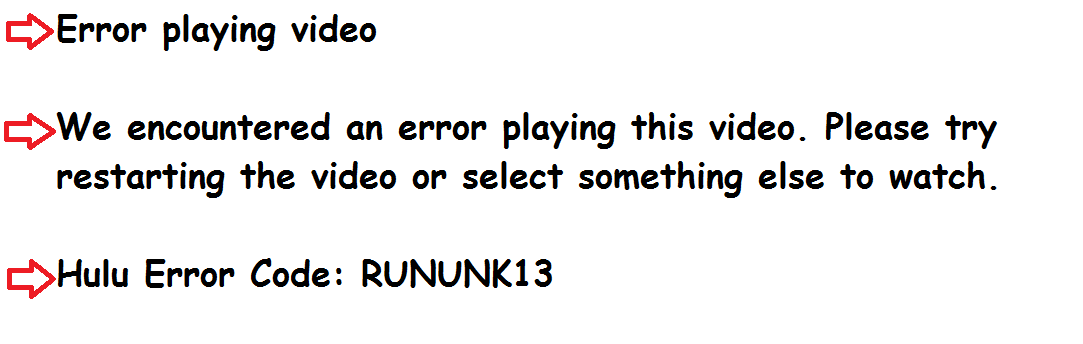 Hulu Error Code RUNUNK13