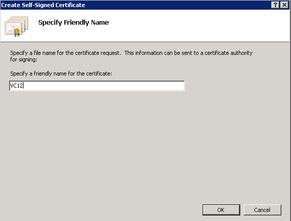 Create a self-signed certificate - Specify Friendly Name