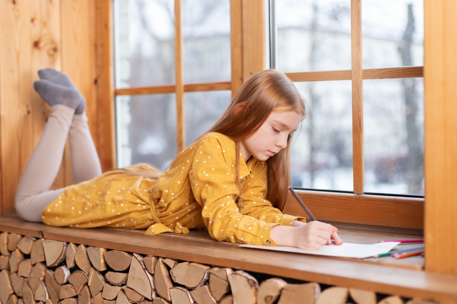 A little girl writing poetry