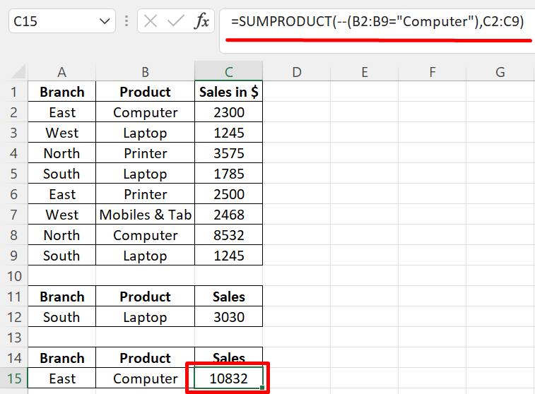 How to Use SUMPRODUCT Function With Logical Tests