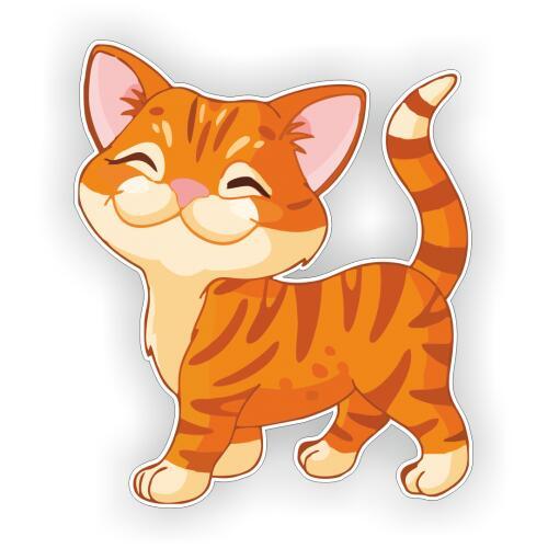 Наклейка Довольный рыжий кот | Кошки. Предметы интерьера и декора