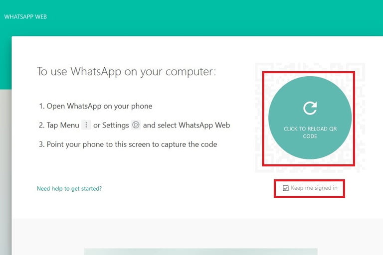 WhatsApp Scan QR code screenshot