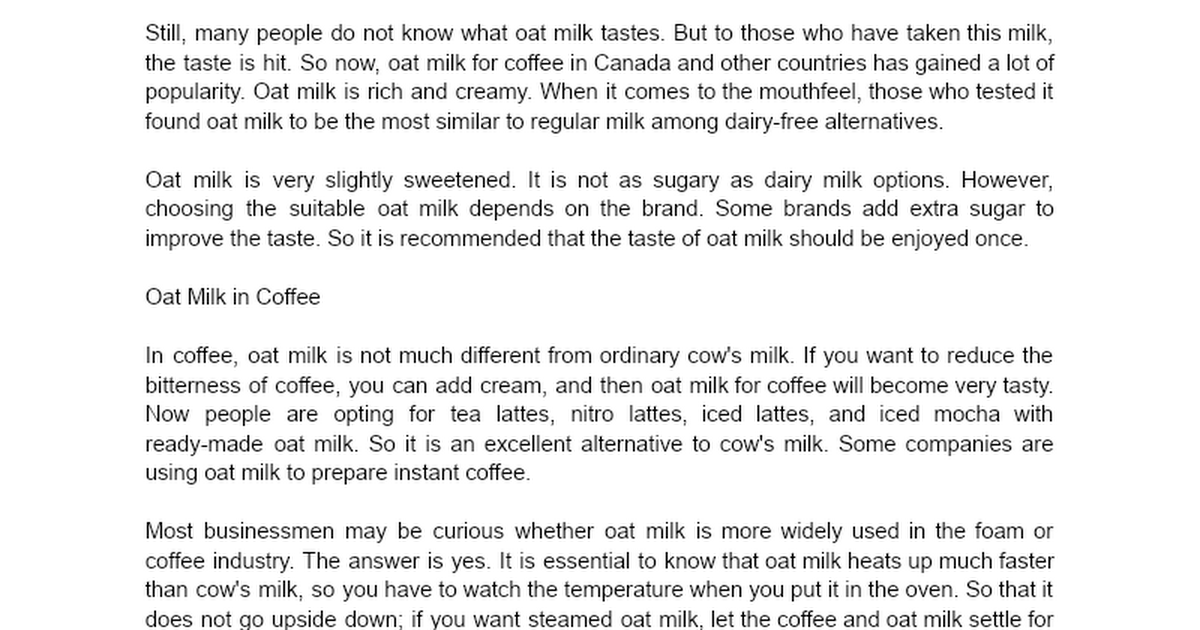 Oat Milk for coffee: What You Should Know before taking - Google Dokumen