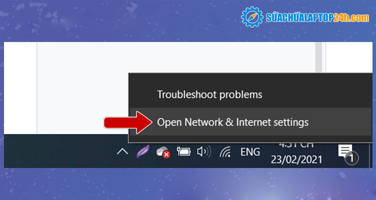 Chọn Open Network & Internet settings
