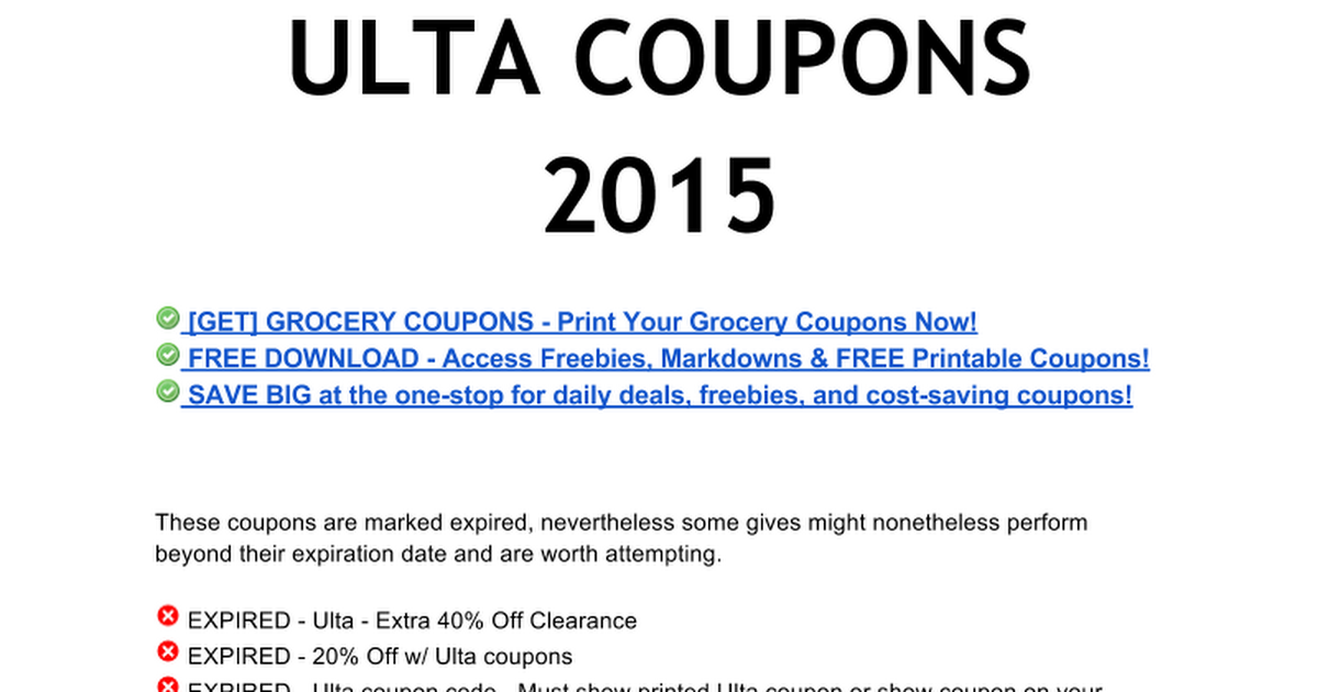 ULTA COUPONS Google Docs