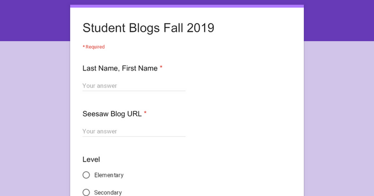 Student Blogs Fall 2019