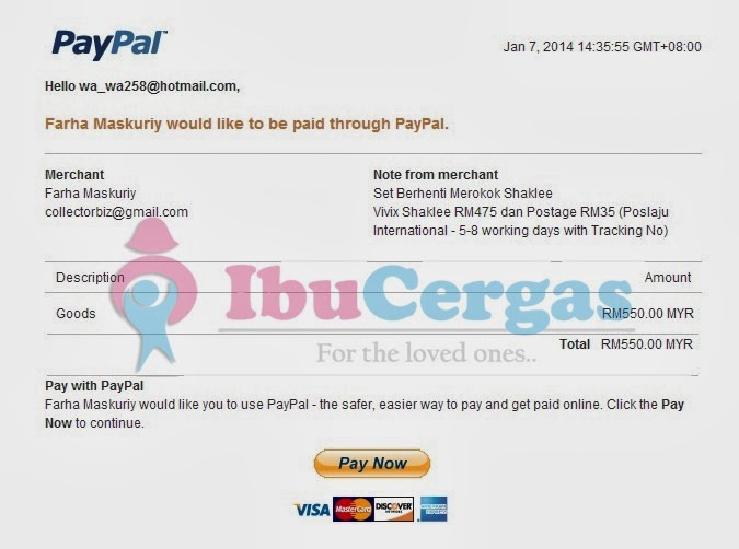 Beli Shaklee Online dan Guna Credit Card / Debit Card