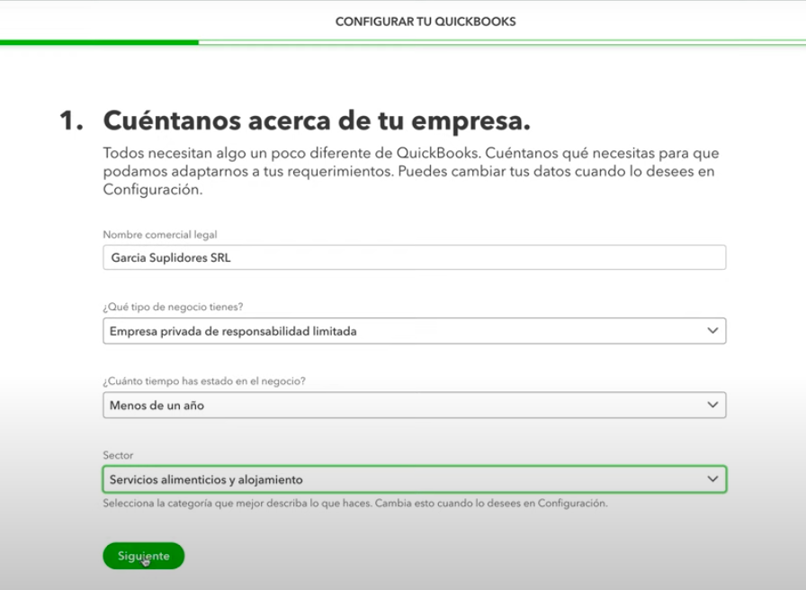 Clasificación de cuenta Quickbooks Online