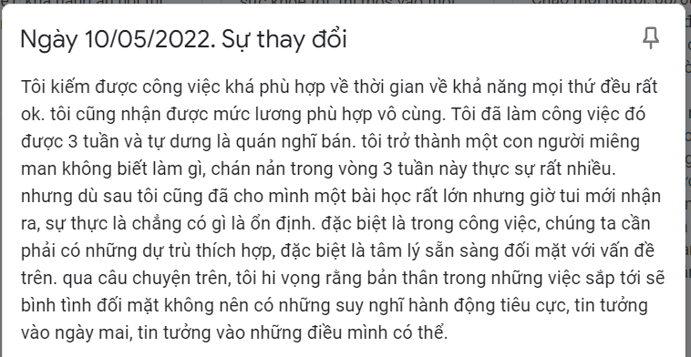 Nhật ký 10/05/2022