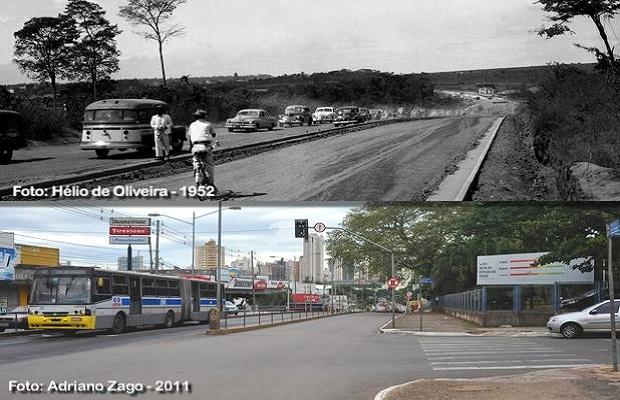 Comparativo da Avenida Anhanguera para aniversário de Goiânia (Foto: Adriano Zago - Hélio de Oliveira)