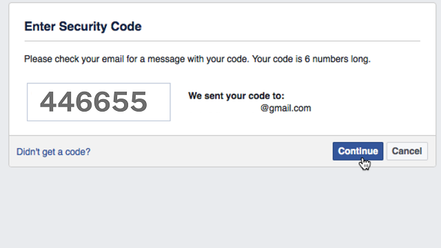facebook verification code