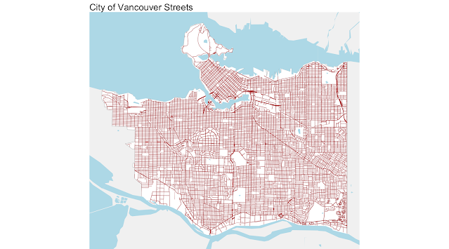 Map of Vancouver, BC streets showing how they are all in a neat grid