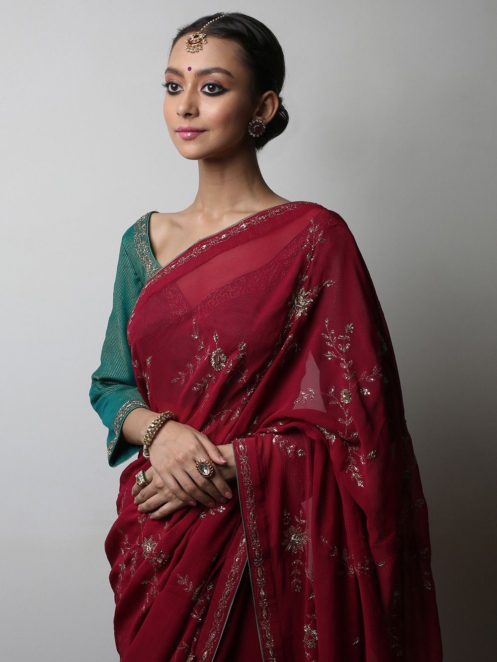the loom - Yellow floral muslin silk saree